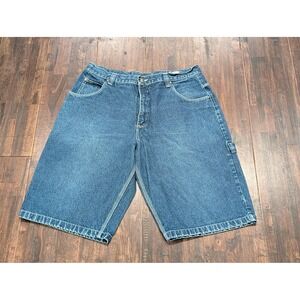 Y2K LOCO Street Jorts Shorts Mens 40 Blue Denim Carpenter Workwear Hammer Loop